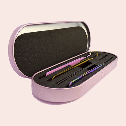 Estuche metalico para pinzas rosadas
