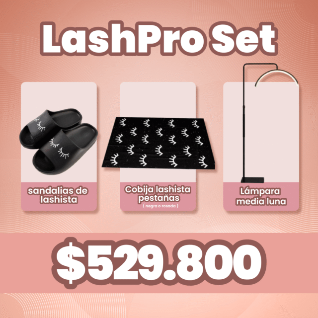 LashPro Set: Sandalias de Lashista - Cobija Lashita Pestañas - Lámpara Media Luna