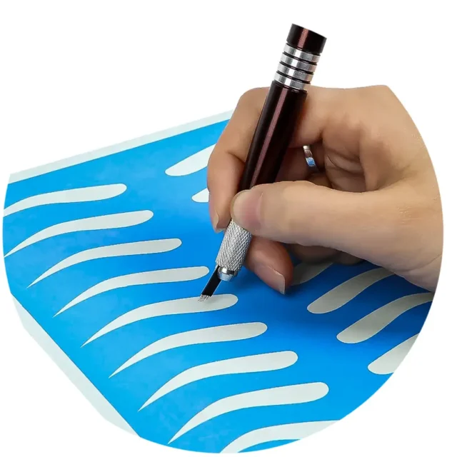Piel sintética con diseño azul