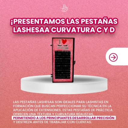 Pestañas Lashesaa Curvatura C y D para Práctica de Principiantes