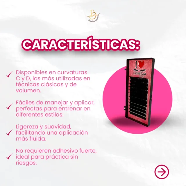 Pestañas Lashesaa Curvatura C y D para Práctica de Principiantes - Imagen 3